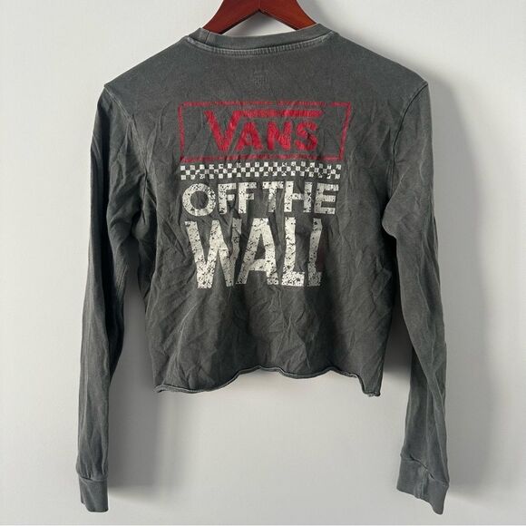 Vans Size S Long Sleeve Cropped Gray Vans Off the Wall Shirt - Picture 3 of 4